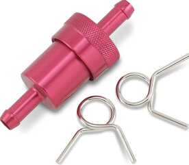 Brandstof filter 8mm uitwasbaar, rood aluminium