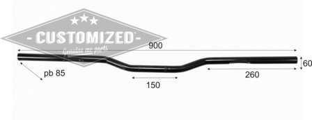 1 inch (25,4mm) Stuur Flat Cross Zwart voor Harley-Davidson