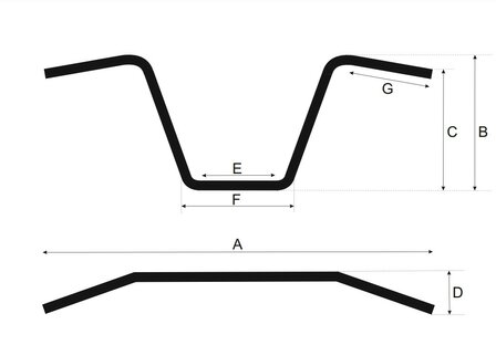 1 inch (25,4mm) Universeel Stuur Ape Hanger 44cm Zwart