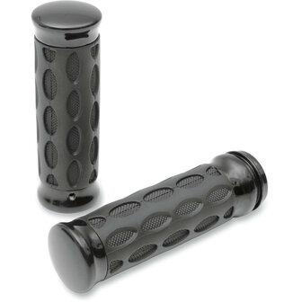 1&quot; Handvatten | Drag Specialties Custom Rubber/Zwart voor Harley Davidson (TBW)