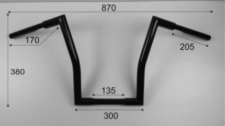 1 Zoll (25,4mm) Lenker Universell Square Fat Ape Hanger 15 Zoll Schwarz