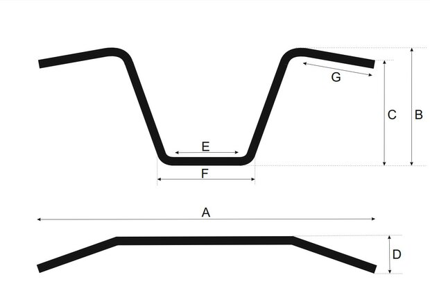 1 inch (25,4mm) Universeel Stuur Ape Hanger 38cm Zwart