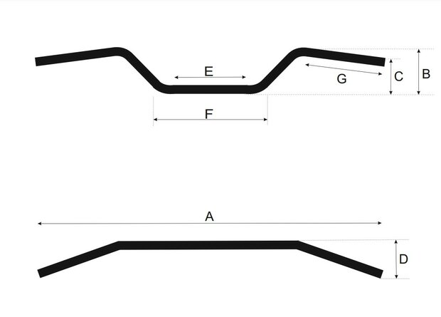 7/8 Inch (22mm) Universeel Stuur Scrambler XL 20cm Zwart