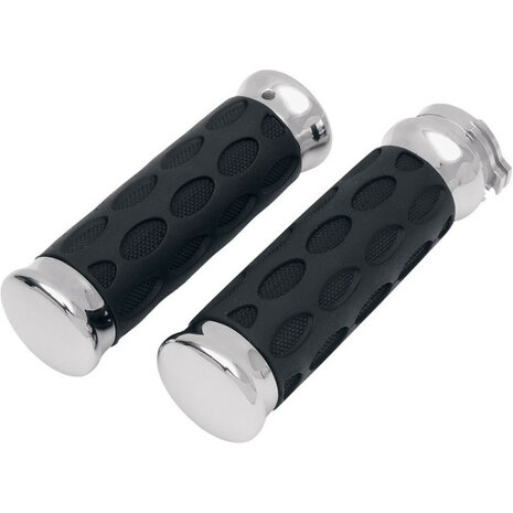 1" Handvatten | Drag Specialties Custom Rubber/Chrome voor Harley Davidson