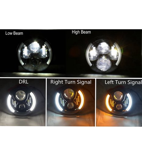 LED Koplampunit | 7" (178mm) | Daymaker | Richtingaanwijzers