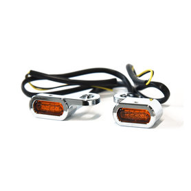 Richtingaanwijzers | Stuurmontage | LED | Chroom | Amber Glas